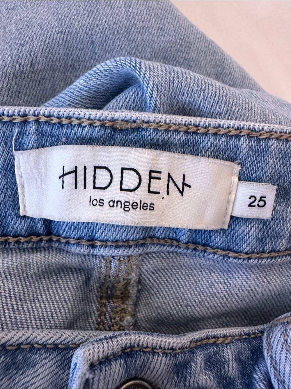 Hidden Light Blue Distressed Flare Jeans with Frayed Hem - Picture 3 of 7